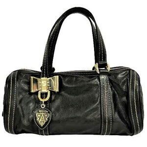 Gucci Duchessa Boston Bag Handbag Ribbon Black Leather